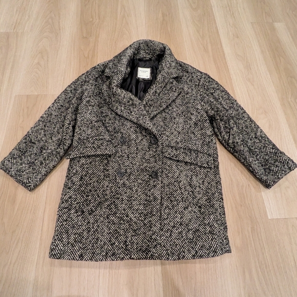 Abercrombie & Fitch Grey Double Breasted Coat Size Xsp